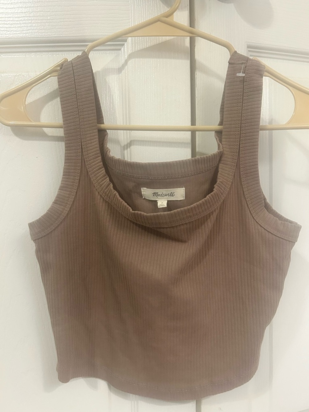 Madewell Taupe Ribbed Square-Neck Tank